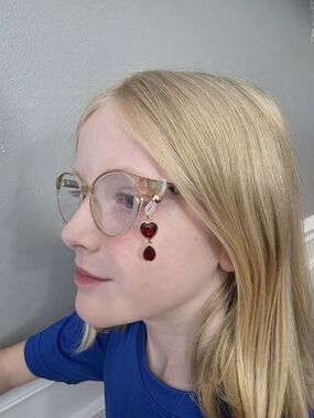 Handmade Eyeglass Charm - Ruby Heart Dangle